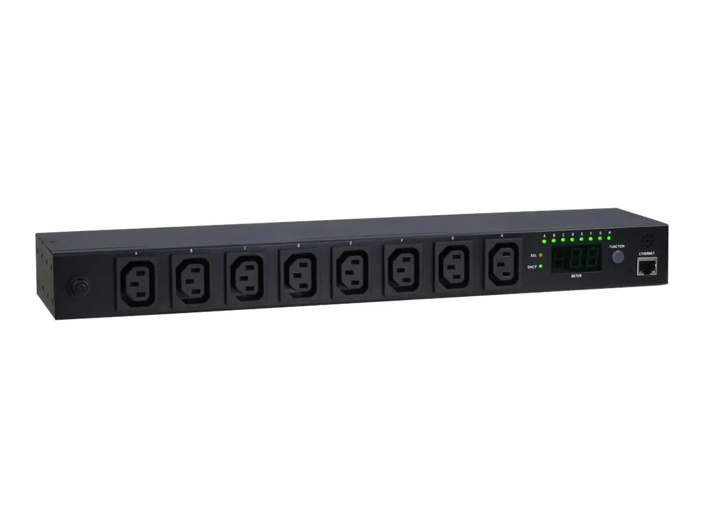 Inter-Tech PDU SW-1081 - Stromverteilungseinheit (Rack - einbaufähig) - Ethernet 10/100 - Eingabe, Eingang IEC 60320 C14 - Ausgangsanschlüsse: 8 (power IEC 60320 C13) - 1U