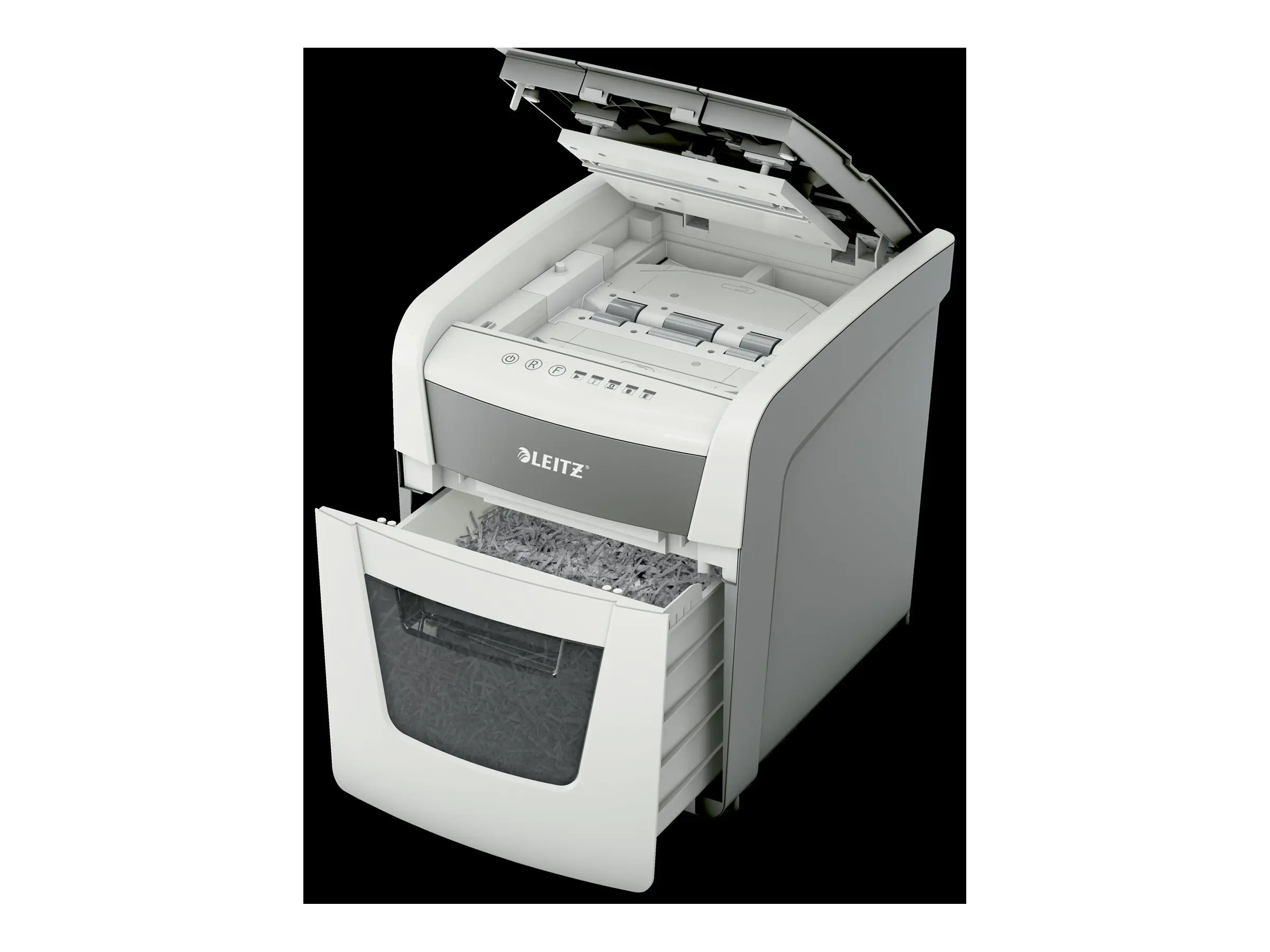 Leitz Aktenvernichter IQ Autofeed Small Office 50 P-4 Papier, Heftklammern, Büroklammern, Kreditkarten Partikelschnitt 7 Bl. manuell, 55 Bl. automatisch (70 g/m²) weiß