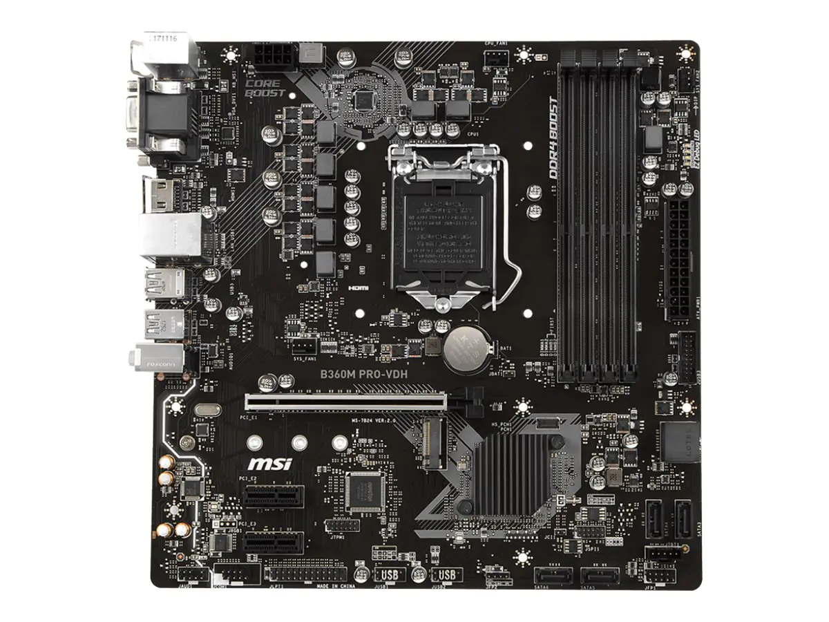 MSI B360M PRO-VDH - Motherboard - micro ATX - LGA1151 Socket - B360 Chipsatz - USB 3.1 Gen 1, USB-C Gen1 - Gigabit LAN - Onboard-Grafik (CPU erforderlich) - HD Audio (8-Kanal)