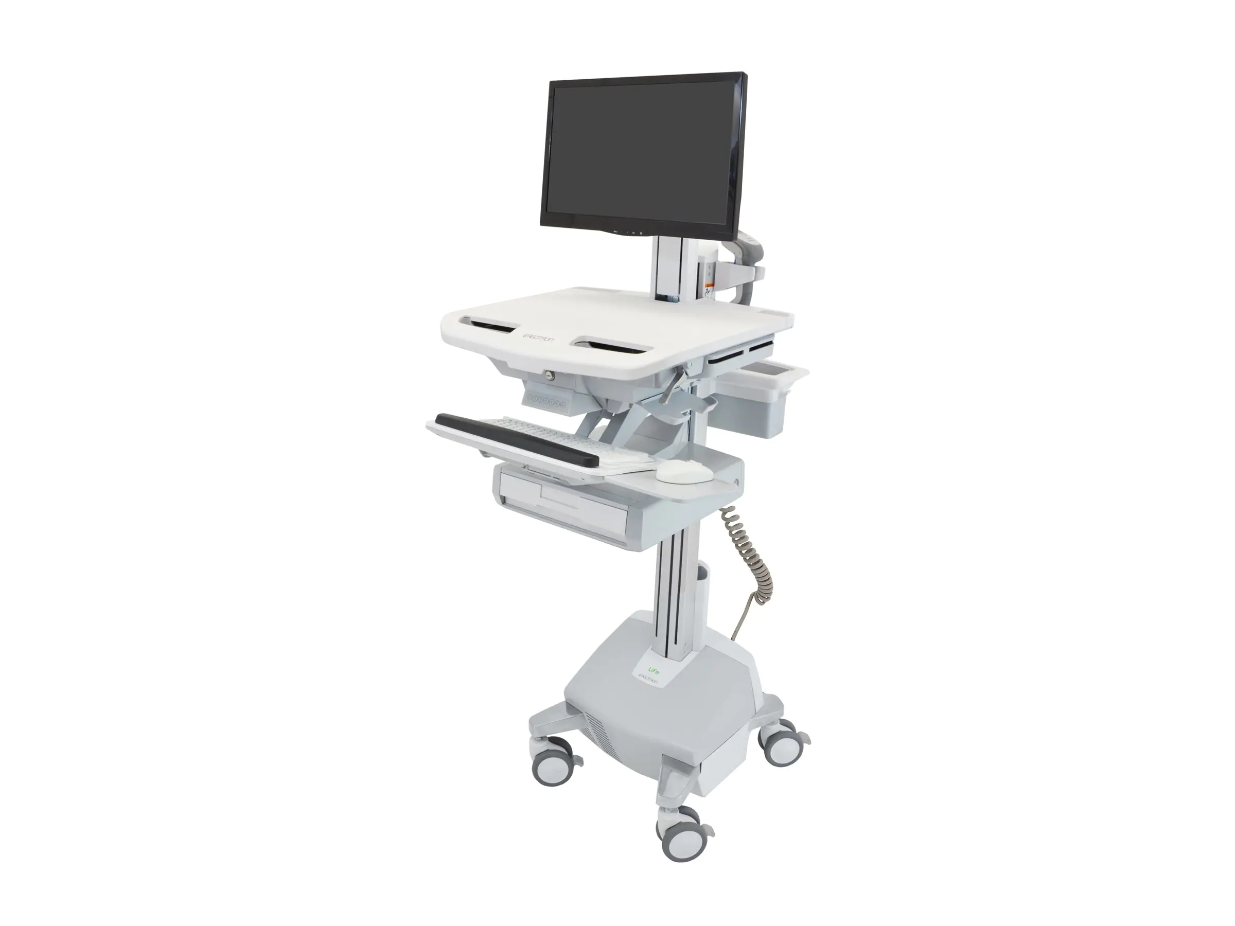 Ergotron Wagen - für LCD-Display / PC-Ausrüstung - medizinisch - Aluminium, verzinker Stahl, hochwertiger Kunststoff - Grau, weiß, Polished Aluminum - Bildschirmgröße: bis zu 55,9 cm (bis zu 22 Zoll) SV44-1312-2
