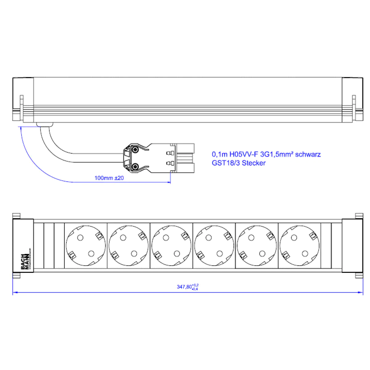Bachmann POWER FRAME 6xCEE7/3 916.1134 Bachmann POWER FRAME 6xCEE7/3 916.1134