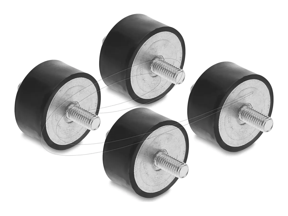 Delock Vibrationsdämpfer - 2 externe Gewinde - Schwarz (Packung mit 4) 60817