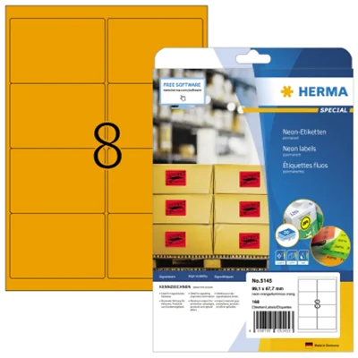 HERMA Etikett 5145 99,1x67,7mm neonorange 160 St./Pack. HERMA Etikett 5145 99,1x67,7mm neonorange 160 St./Pack.