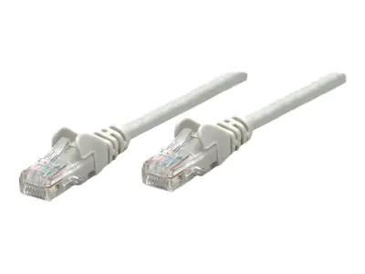 Intellinet Network Patch Cable, Cat5e, 7.5m, Grey, CCA, U/UTP, PVC, RJ45, Gold Plated Contacts, Snagless, Booted, Lifetime Warranty, Polybag - Patch-Kabel - RJ-45 (M) zu RJ-45 (M) - 7.5 m - UTP - CAT 5e - geformt, ohne Haken - Grau