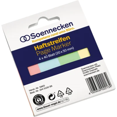 Soennecken Haftstreifen 5865 RC 20x50mm 40Bl. sort. 4 St./Pack. Soennecken Haftstreifen 5865 RC 20x50mm 40Bl. sort. 4 St./Pack.