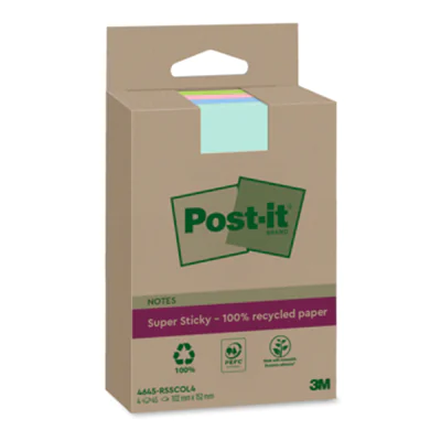 Post-it® Haftnotiz Recycling Notes Super Sticky 102 x 152 mm (B x H) je 1x mint, denimblau, rosa, limonengrün 45 Bl./Block 4 Block/Pack. Post-it® Haftnotiz Recycling Notes Super Sticky 102 x 152 mm (B x H) je 1x mint, denimblau, rosa, limonengrün 45 Bl./Block 4 Block/Pack.