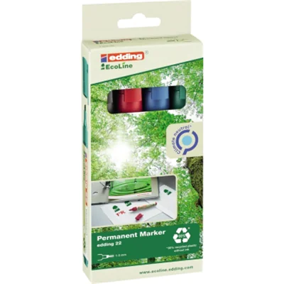 edding Permanentmarker 22 EcoLine 4-22-4 Keilspitze sort. 4 St./Pack. edding Permanentmarker 22 EcoLine 4-22-4 Keilspitze sort. 4 St./Pack.
