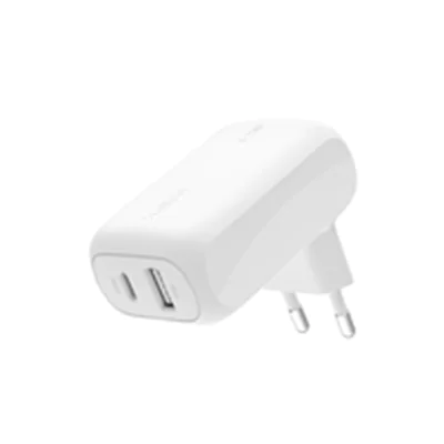 Belkin BoostCharge - Netzteil - 42 Watt - 3 A - PD 3.0 - 2 Ausgabeanschlussstellen (24 pin USB-C, USB) - weiß