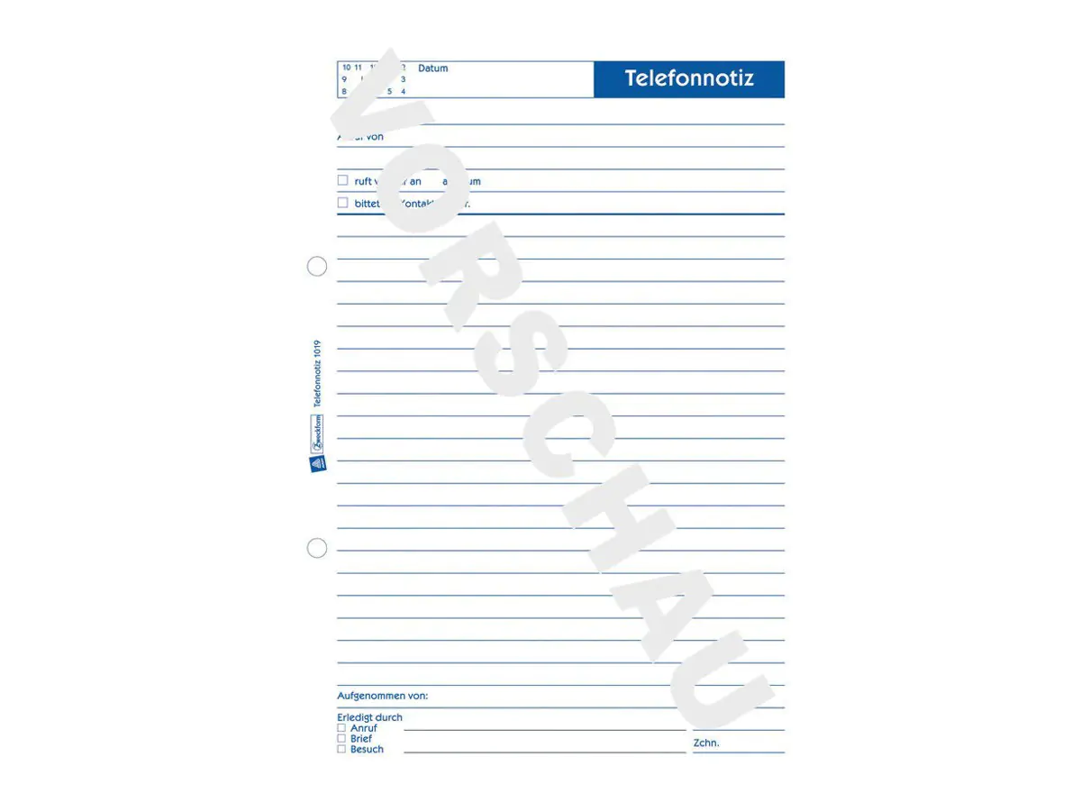 Avery Zweckform Formular für Telefonnotizen - 50 Blatt - A5 (148 x 210 mm) 1019