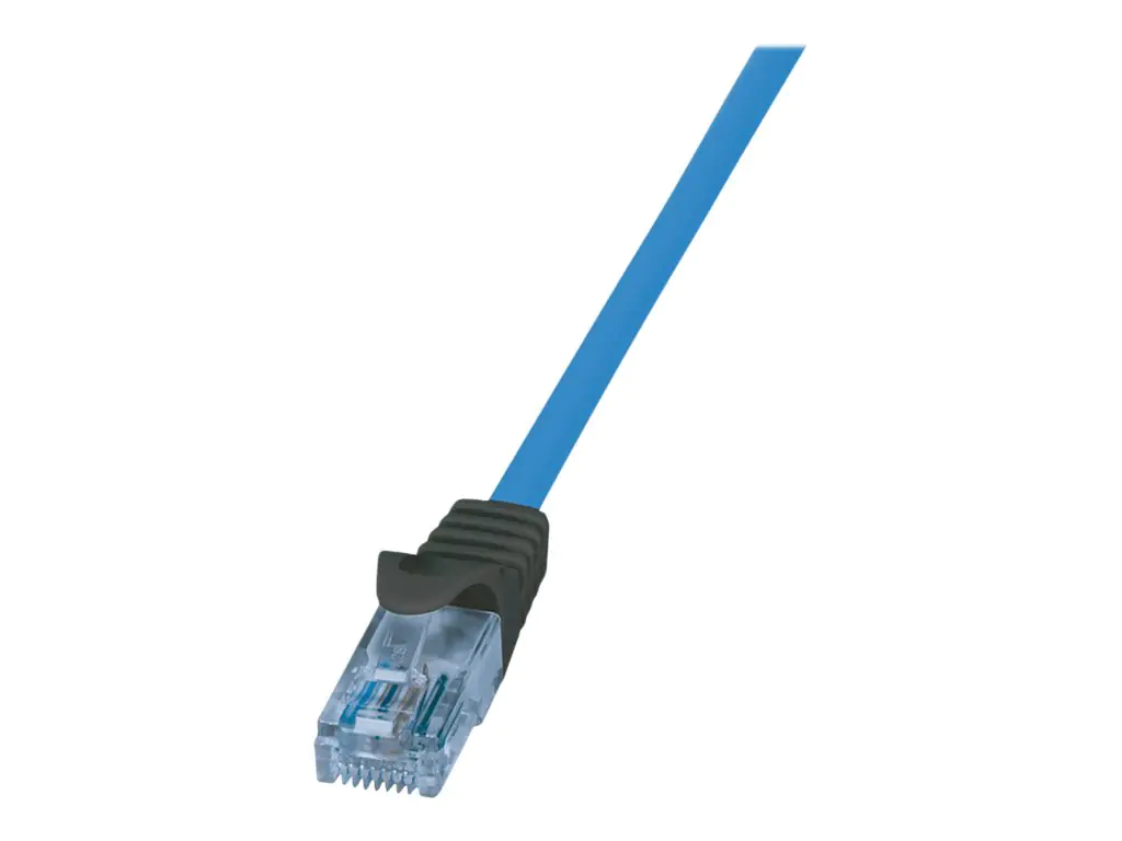 LogiLink Professional - Patch-Kabel - RJ-45 (M) zu RJ-45 (M) - 5 m - UTP - CAT 6a - halogenfrei, geformt, ohne Haken, Massivleiter, 4K30Hz Support (HDBaseT) - Schwarz, Blau