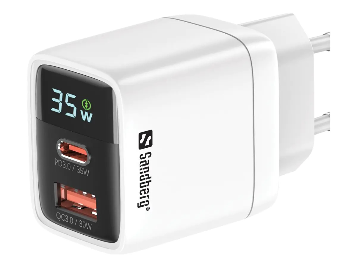SANDBERG Netzteil - 2-in-1 - 35 watt - 3 A - PD 3.0, QC 3.0 - 2 Ausgabeanschlussstellen (USB, USB-C) 441-52