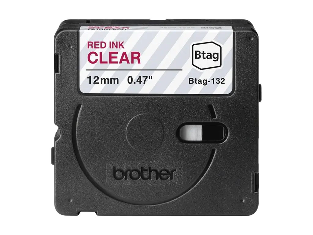 Brother Etikettierband BTAG132 Rot auf durchsichtig Rolle (1,2 cm x 4 m)