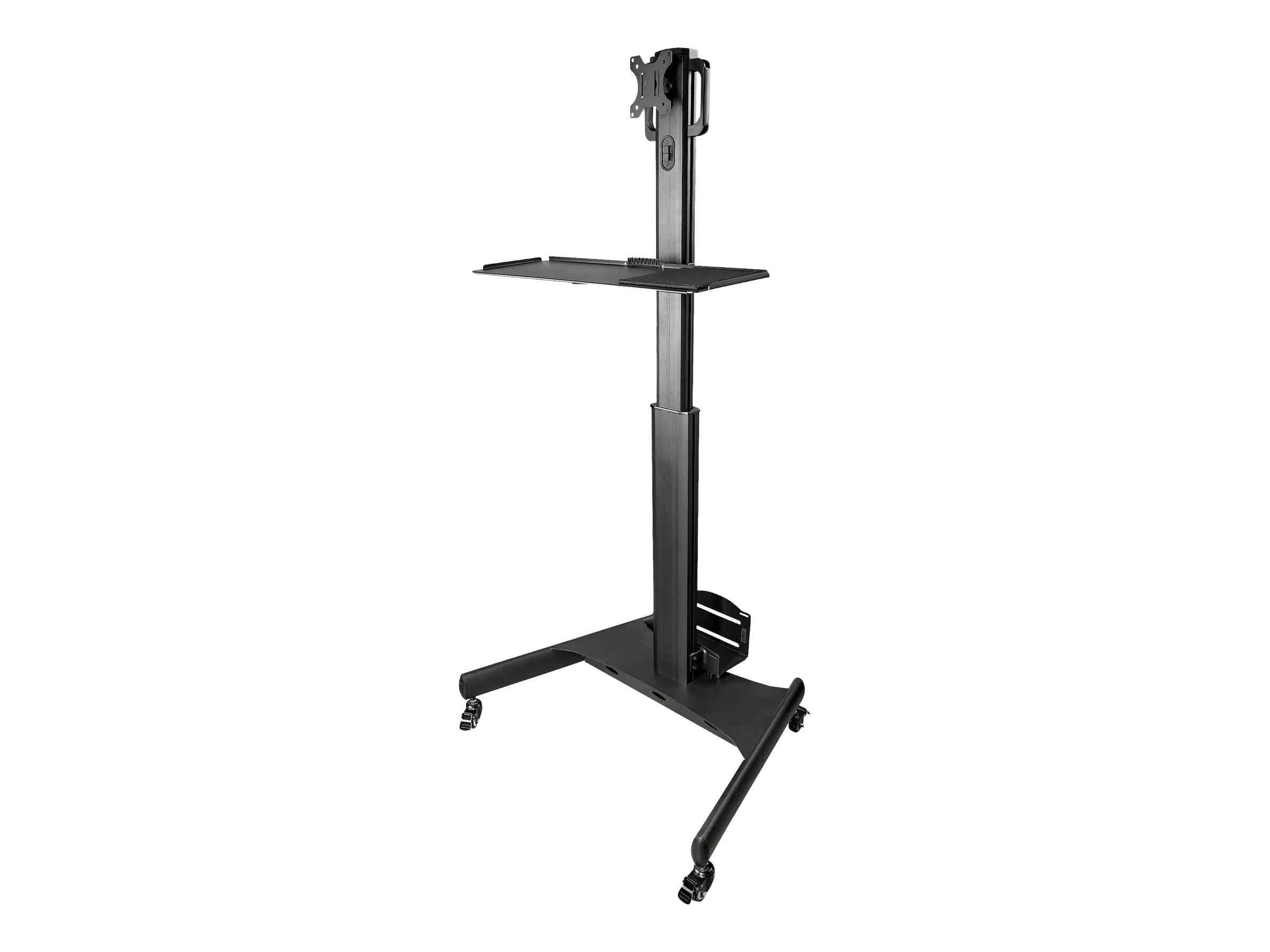 StarTech Computertisch mit Rollen und Monitorhalterung, CPU/PC-Halter, Tastaturablage - Ergonomischer höhenverstellbarer Computerwagen - Rollender mobiler Steharbeitsplatz auf Rädern (WKSTNCART) - Wagen - für LCD-Display / PC-Ausrüstung - Stahl - Sch