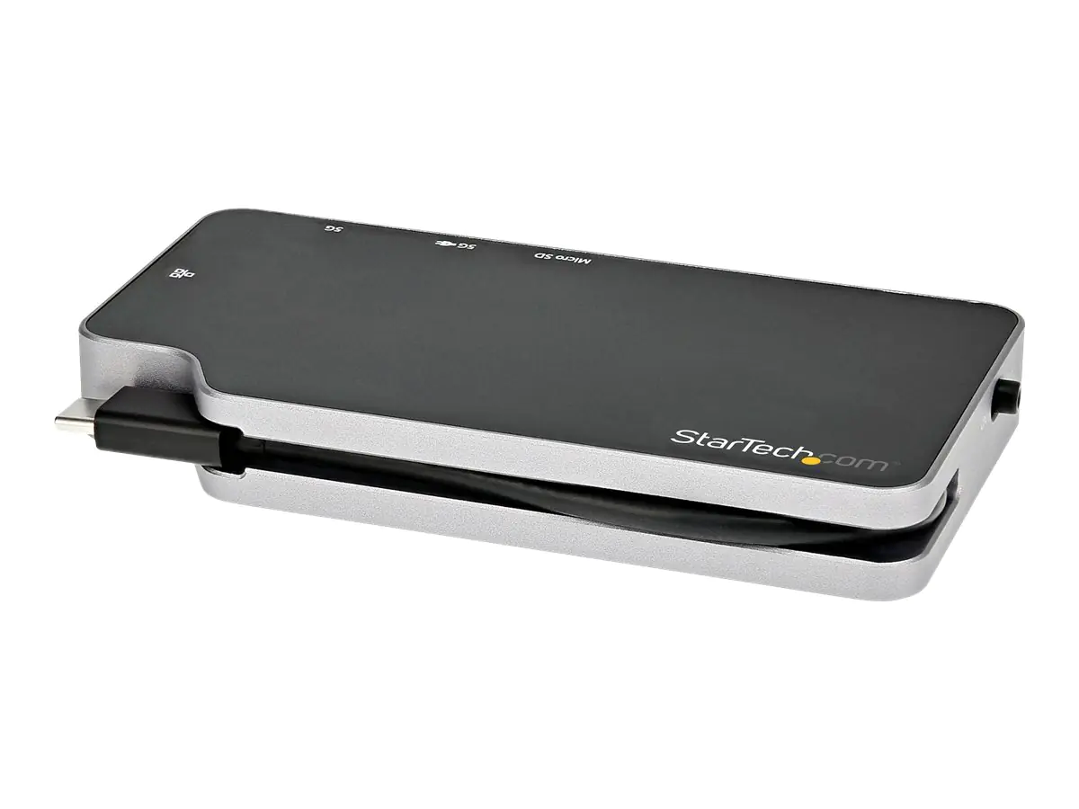 StarTech USB-C Multiport Adapter - USB-C auf 4K HDMI oder VGA mit 100W Power Delivery Pass-Through, 2-Port 10Gbit/s USB Hub, MicroSD, GbE - USB 3.1 Gen 2 Typ C Mini/Travel Dock (CDP2HVGUASPD) - Dockingstation - USB-C 3.1 Gen 2 / Thunderbolt 3 - HDMI,