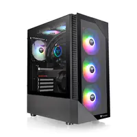 Thermaltake View 200 TG ARGB - Mid tower - ATX - Seitenteil mit Fenster (gehärtetes Glas) - keine Spannungsversorgung (PS/2) - Schwarz - USB/Audio