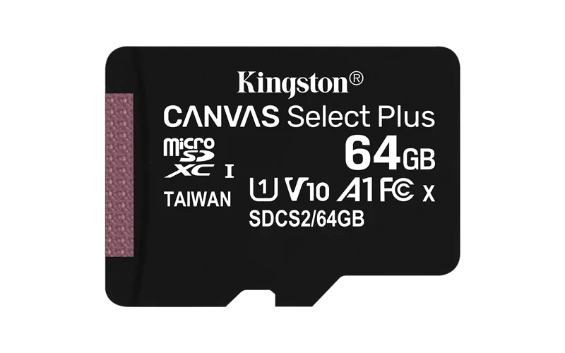 Kingston Canvas Select Plus - Flash-Speicherkarte - 64 GB - A1 / Video Class V10 / UHS Class 1 / Class10 - microSDXC UHS-I