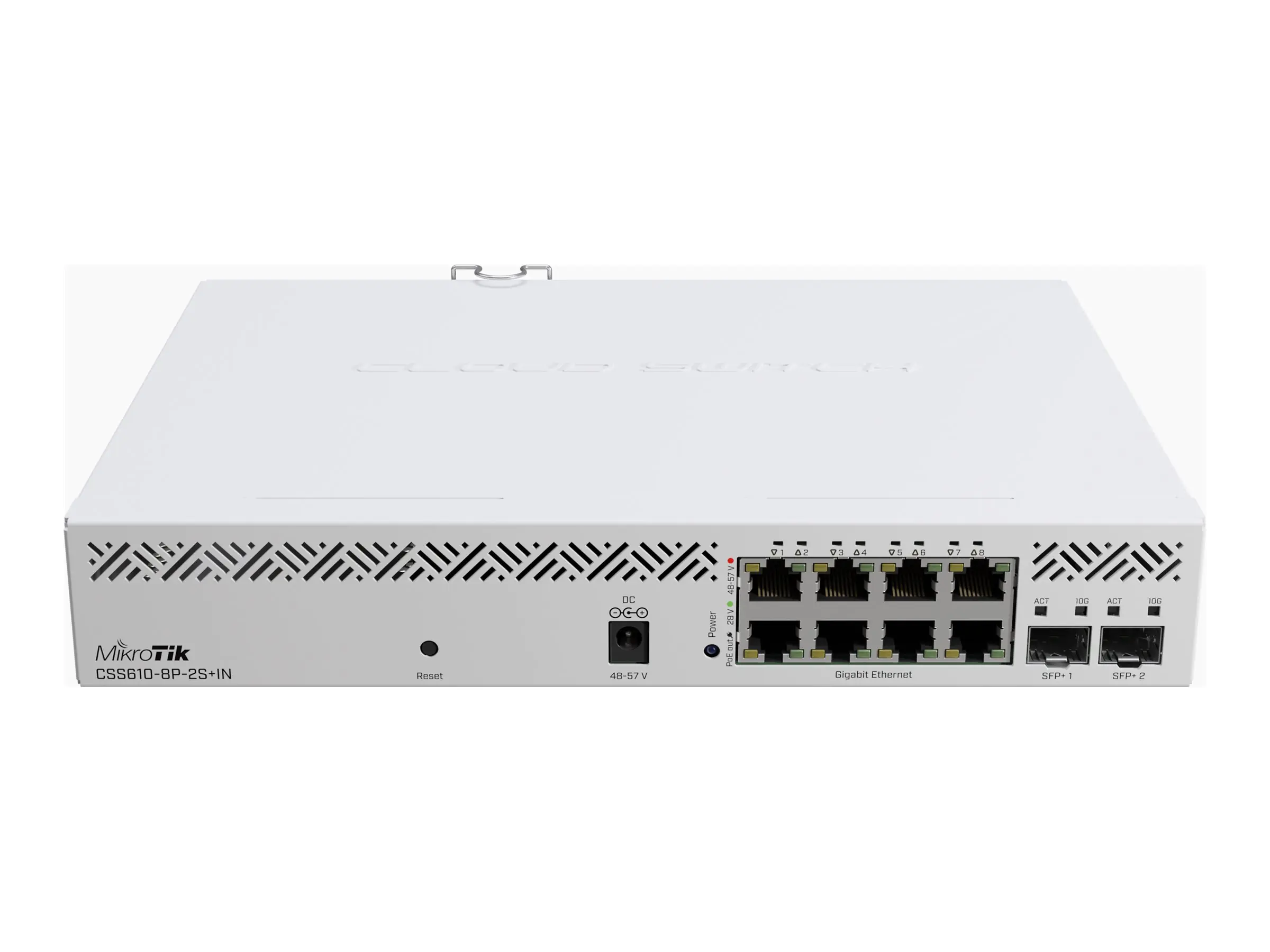 MikroTik CSS610-8P-2S+IN - Switch - Smart - 8 x 10/100/1000 + 2 x 10 Gigabit SFP+ - an Rack montierbar, Desktop - PoE+ (140 W)