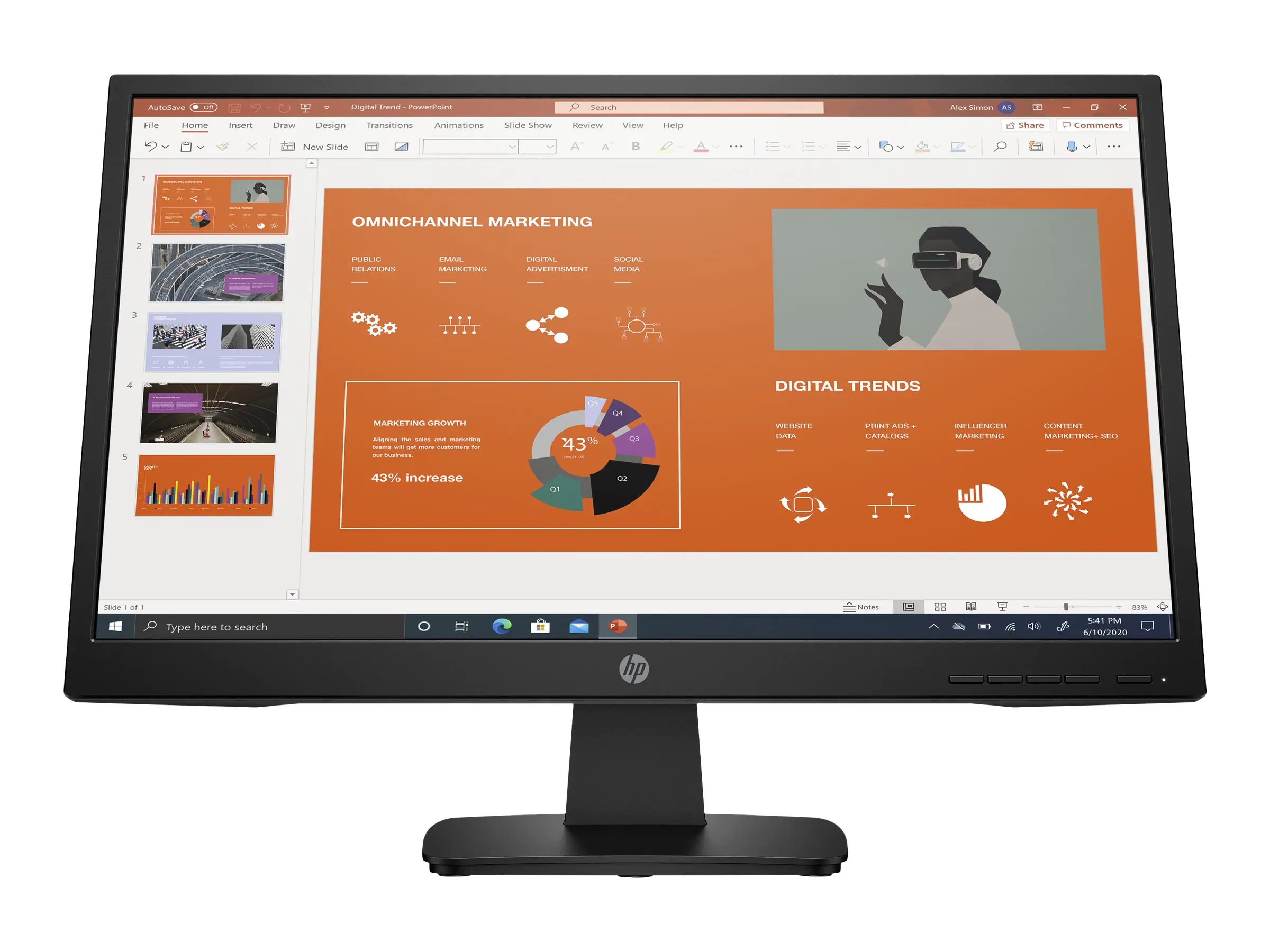HP P22va G4 - P-Series - LED-Monitor - 54.6 cm (21.5") - 1920 x 1080 Full HD (1080p) @ 60 Hz - VA - 250 cd/m² - 3000:1 - 7 ms - HDMI, VGA - Schwarz