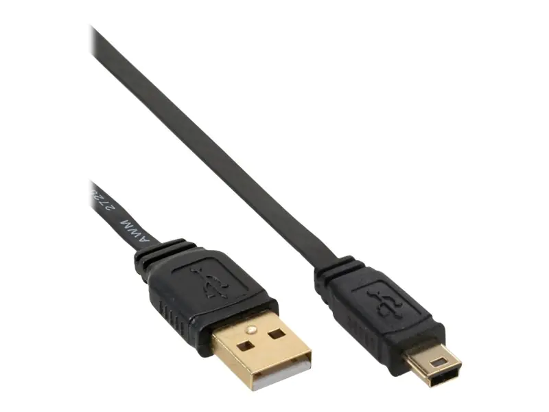 InLine - USB-Kabel - Mini-USB, Typ B (M) zu USB (M) - USB 2.0 - 3 m - flach - Schwarz