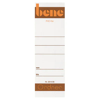 Bene Ordnerrückenschild 291460 breit/kurz Papier ws 10 St./Pack. Bene Ordnerrückenschild 291460 breit/kurz Papier ws 10 St./Pack.