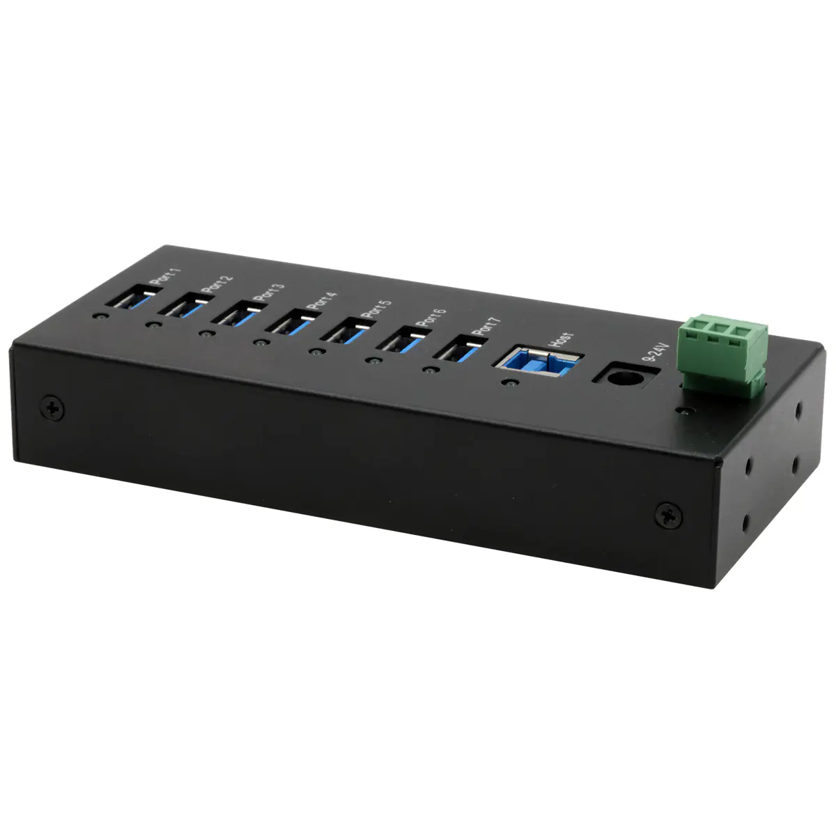 Exsys GmbH 7-Port USB 3.2 Gen 1 Metall HUB DIN-Rail 15KV ESD Schutz Tiveco