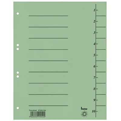 Bene Trennblatt DIN A4 Karton grün 100 St./Pack. Bene Trennblatt DIN A4 Karton grün 100 St./Pack.