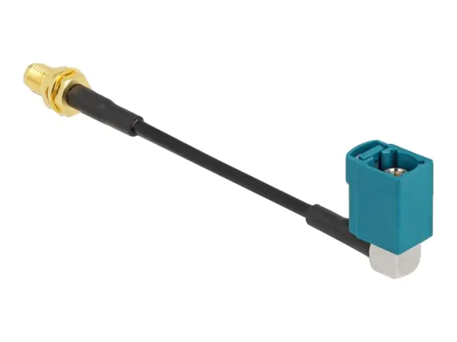 Delock Antennenkabel - FAKRA Z-Anschluss weiblich gewinkelt zu SMA weiblich Bulkhead 88725
