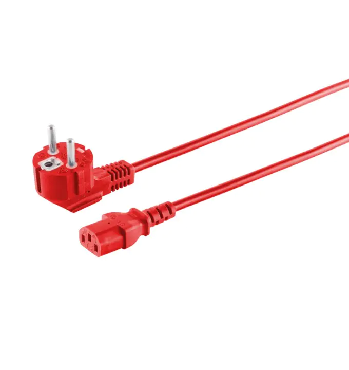 Bayko Netzanschlusskabel VDE Schutzkontaktstecker 90° auf C13, rot, 1,8m BK.1004285