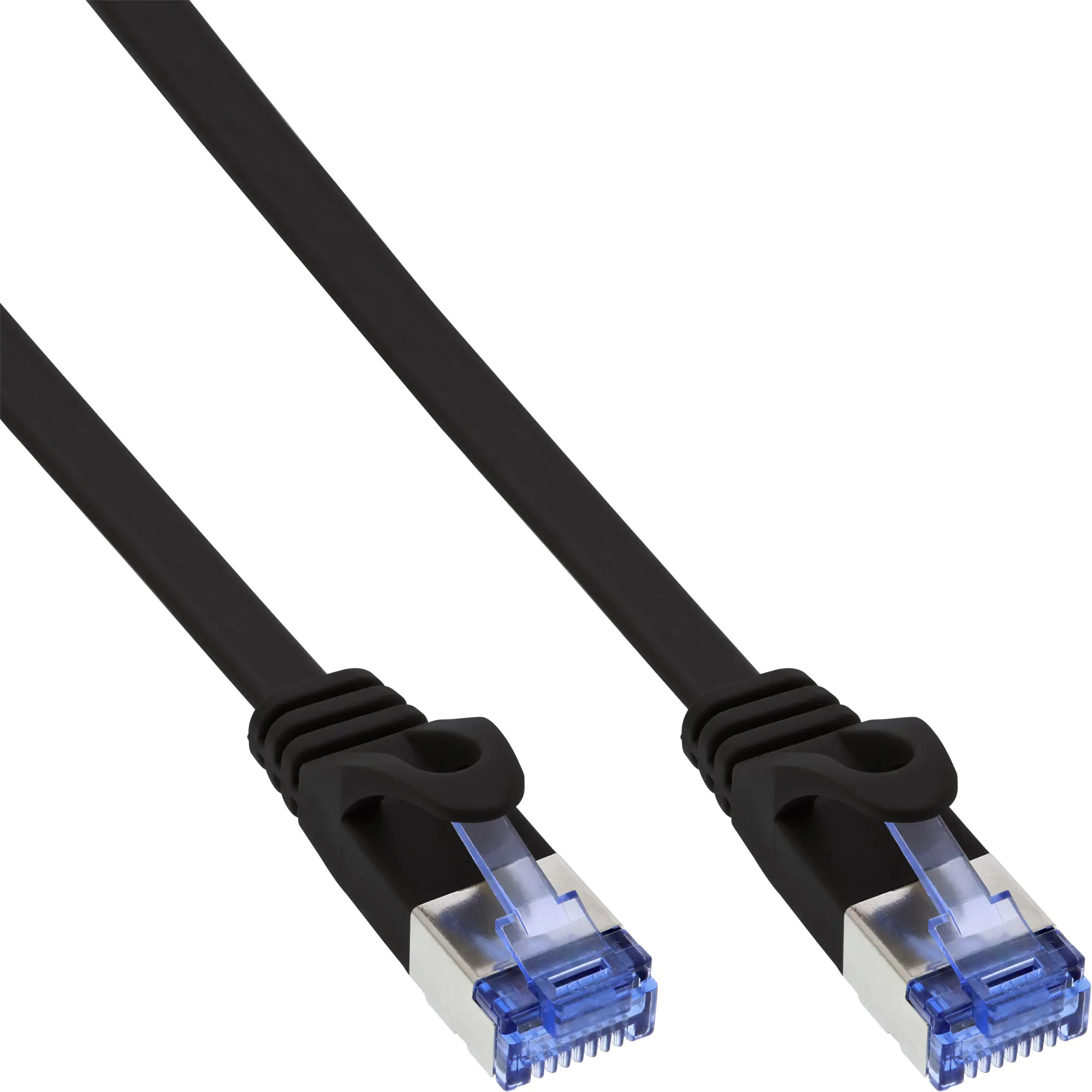 InLine - Patch-Kabel - RJ-45 (M) zu RJ-45 (M) - 50 cm - U/FTP, PiMF - CAT 6a - geformt, ohne Haken, flach - Schwarz