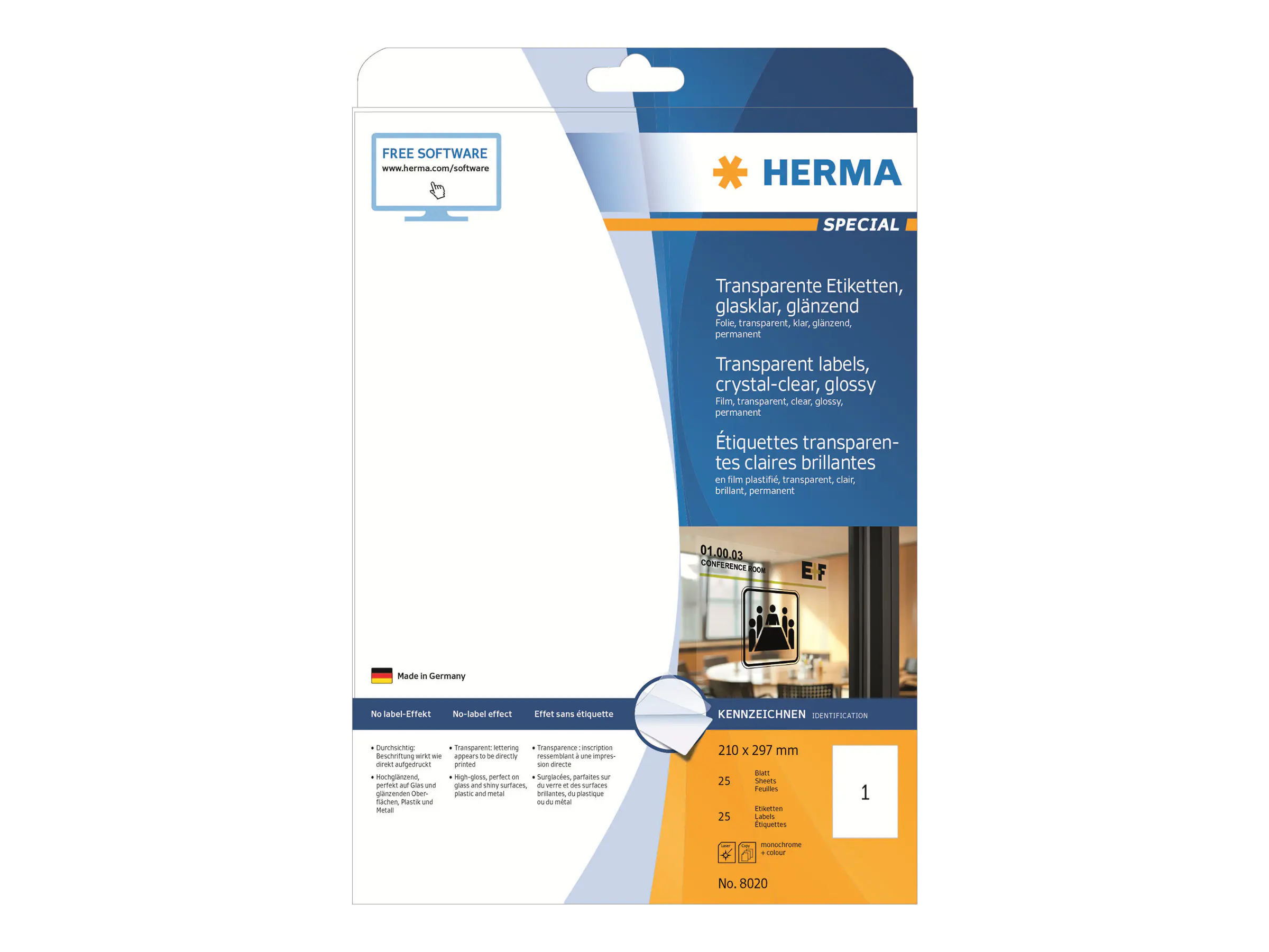 HERMA Folienetikett 8020 210x297mm tr 25 St./Pack.