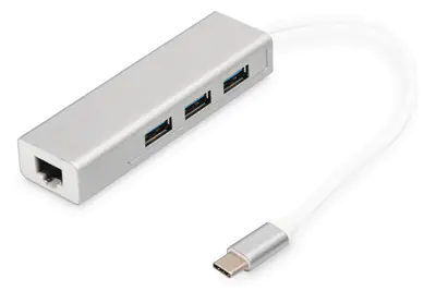 DIGITUS USB Typ C 3-Port Hub + Gigabit Ethernet DA-70255