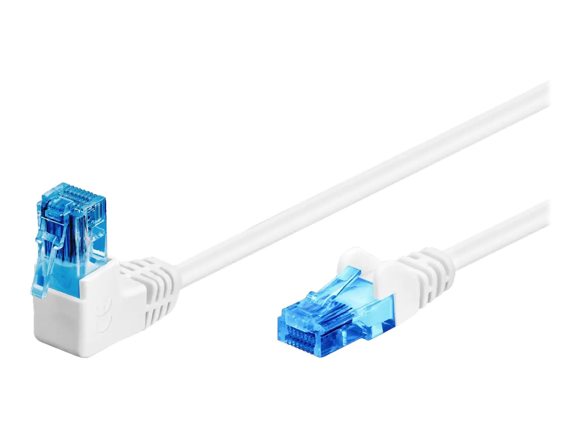 goobay - Patch-Kabel - RJ-45 (M) gewinkelt zu RJ-45 (M) gerade - 2 m - 5.9 mm - UTP - CAT 6a - halogenfrei, rund, verseilt - weiß