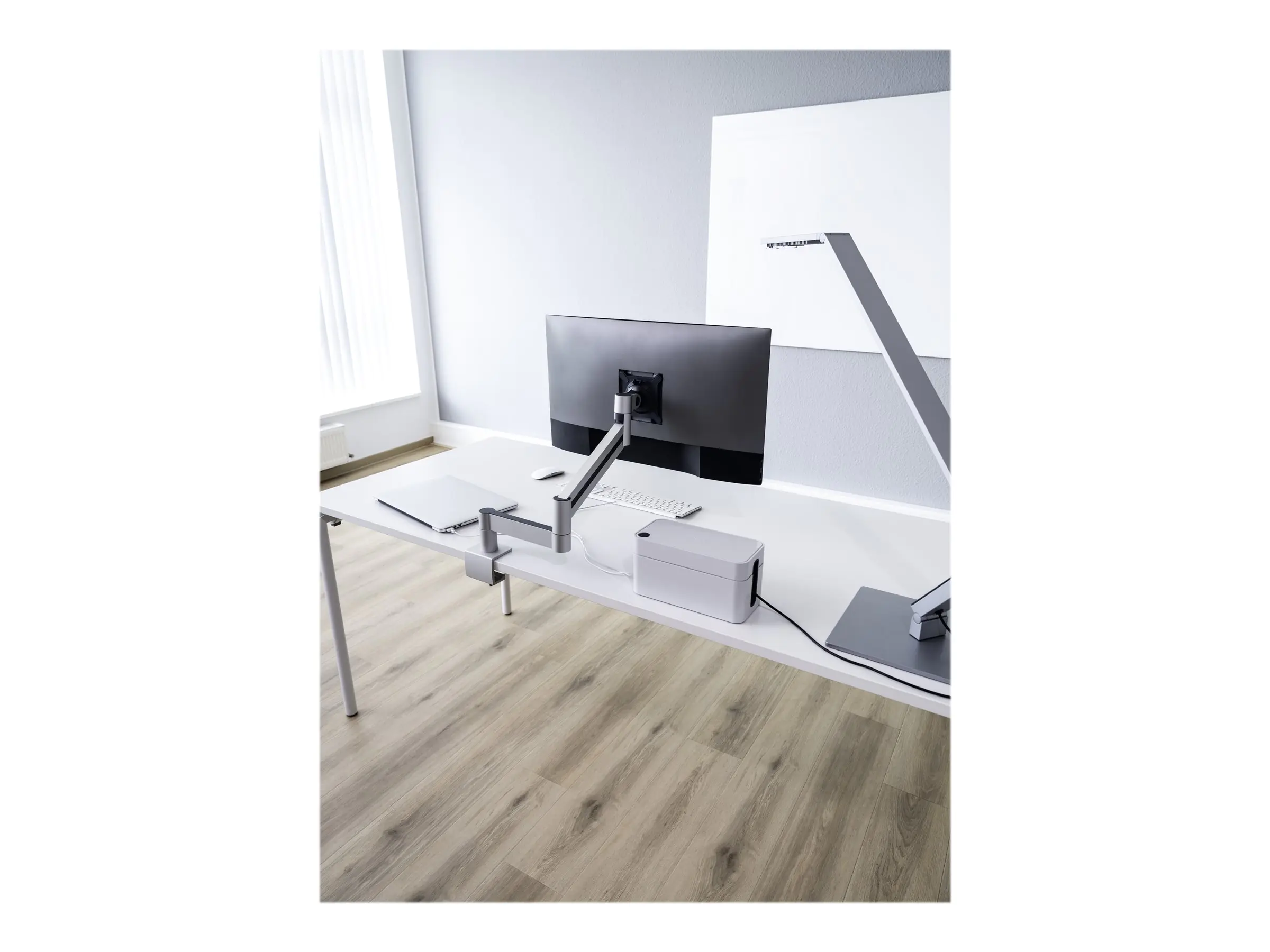 DURABLE - Befestigungskit - einstellbarer Arm - für Monitor / Curved-Monitor - Aluminium, hochwertiger Kunststoff - Silber - Bildschirmgröße: 53.3-68.6 cm (21"-27") - Klemmmontage, Tischmontage