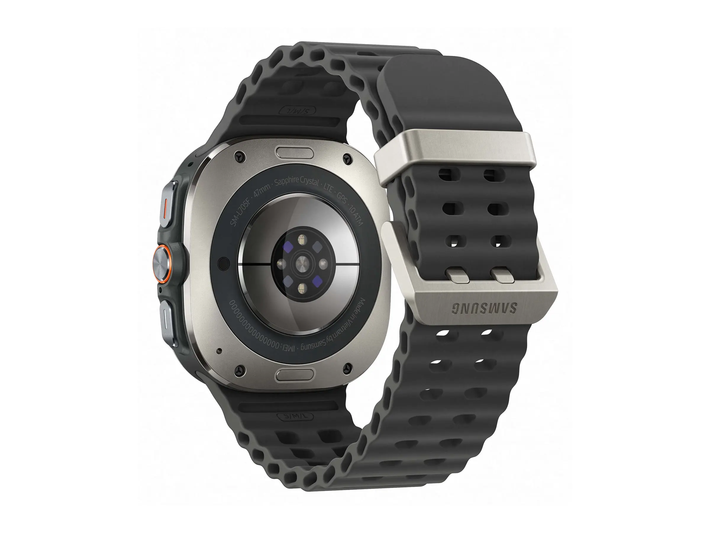 Samsung Galaxy Watch Ultra - 47 mm - Titansilber - intelligente Uhr mit Marineband - Gummi - Dark Gray - Bandgröße: S/M/L - Anzeige 3.73 cm (1.5") - 64 GB - LTE, NFC, Bluetooth, Wi-Fi - 4G - 60.5 g