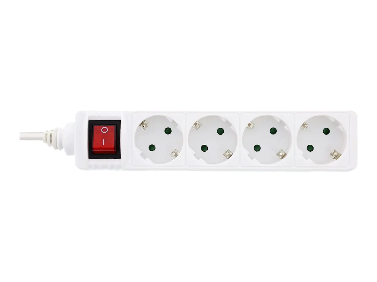 InLine - Steckdosenleiste - Wechselstrom 230 V - 3500 Watt - Ausgangsanschlüsse: 4 (4 x Stecker, 2-polig) - 5 m Schnur - weiß InLine - Steckdosenleiste - Wechselstrom 230 V - 3500 Watt - Ausgangsanschlüsse: 4 (4 x Stecker, 2-polig) - 5 m Schnur - weiß