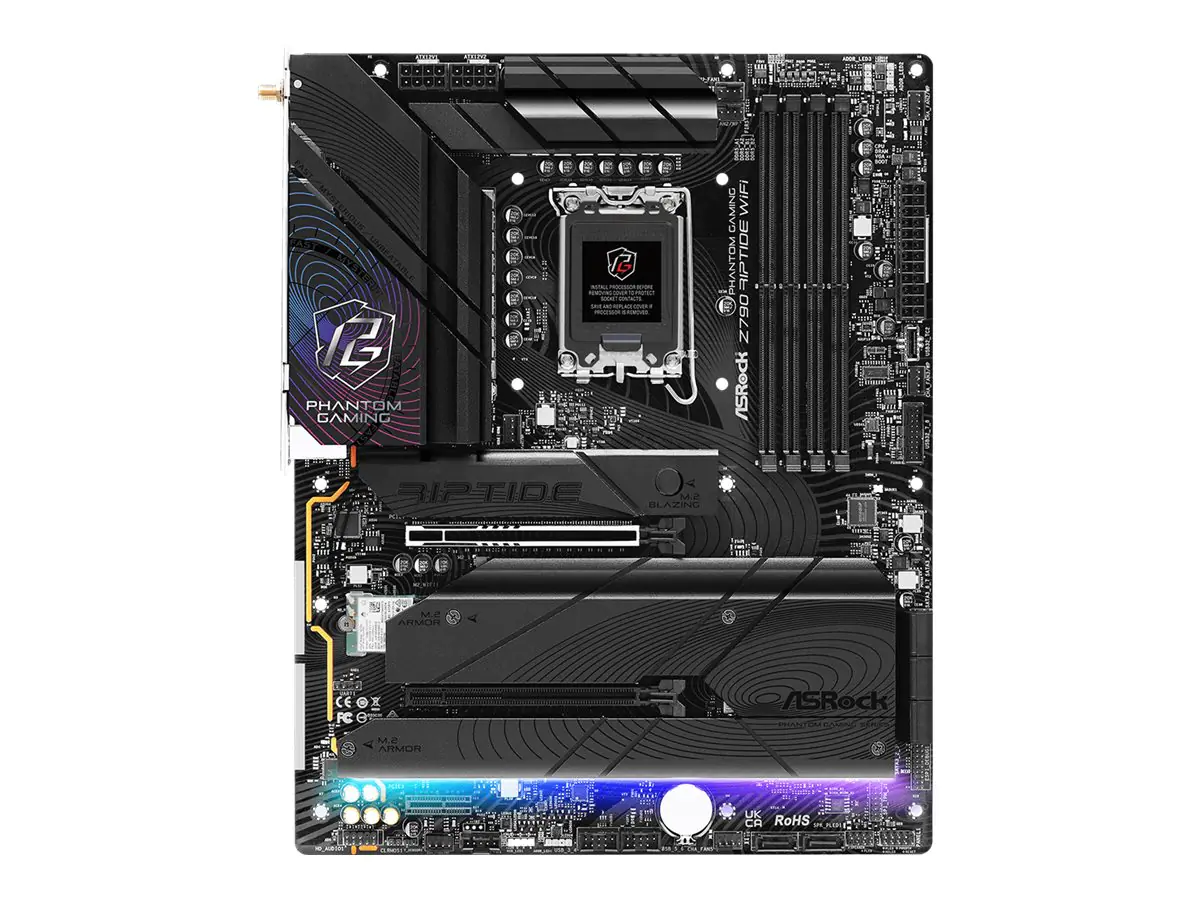 ASRock Phantom Gaming Z790 Riptide WiFi - Motherboard - ATX - LGA1700-Sockel - Z790 Chipsatz - USB 3.2 Gen 1, USB 3.2 Gen 2, USB-C 3.2 Gen 2x2, USB-C 3.2 Gen 1 - 2.5 Gigabit LAN, Wi-Fi 7, Bluetooth - Onboard-Grafik (CPU erforderlich) - HD Audio (8-Kanal)