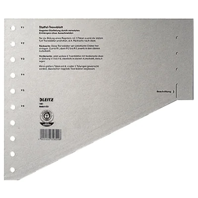 Leitz Trennblatt DIN A4, Überbreite Kraftkarton, recycelt grau schwarz 100 St./Pack. Leitz Trennblatt DIN A4, Überbreite Kraftkarton, recycelt grau schwarz 100 St./Pack.