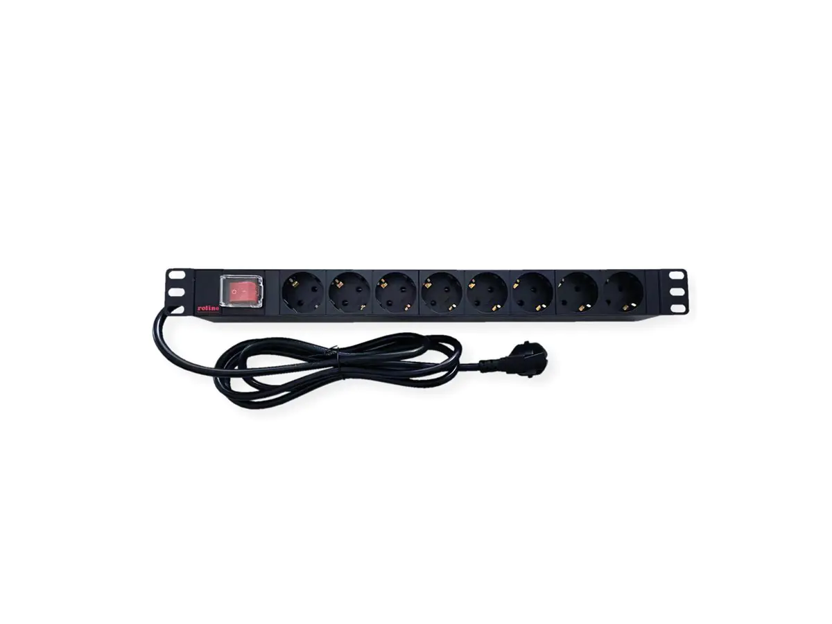 ROLINE Steckdosenleiste (Rack - einbaufähig) - Wechselstrom 250 V - 3600 Watt - Eingabe, Eingang power CEE 7/7 - Ausgangsanschlüsse: 8 (8 x CEE 7/3) 19.07.1619