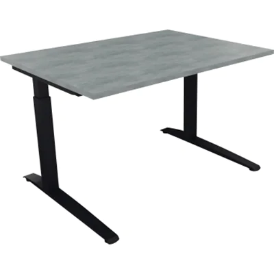 Schreibtisch Kufe Einzels. Quadrat B1600xT700xH650-850 an/Beton hell