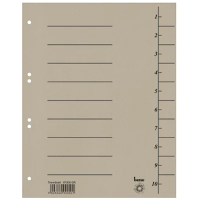 Bene Trennblatt DIN A4 Karton grau 100 St./Pack. Bene Trennblatt DIN A4 Karton grau 100 St./Pack.