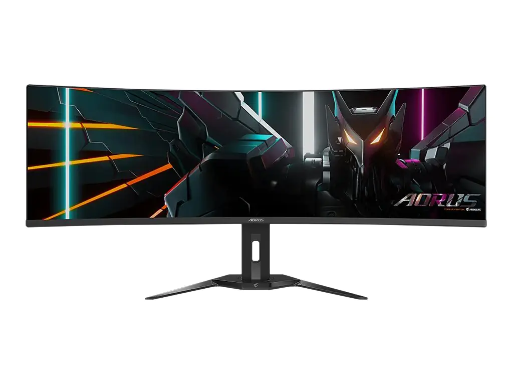 AORUS CO49DQ - OLED-Monitor - gebogen - 124.5 cm (49") - 5120 x 1440 Dual Quad HD @ 144 Hz - 1000 cd/m² - 1500000:1 - DisplayHDR 400 True Black - 0.03 ms - 2xHDMI, DisplayPort, USB-C - Lautsprecher
