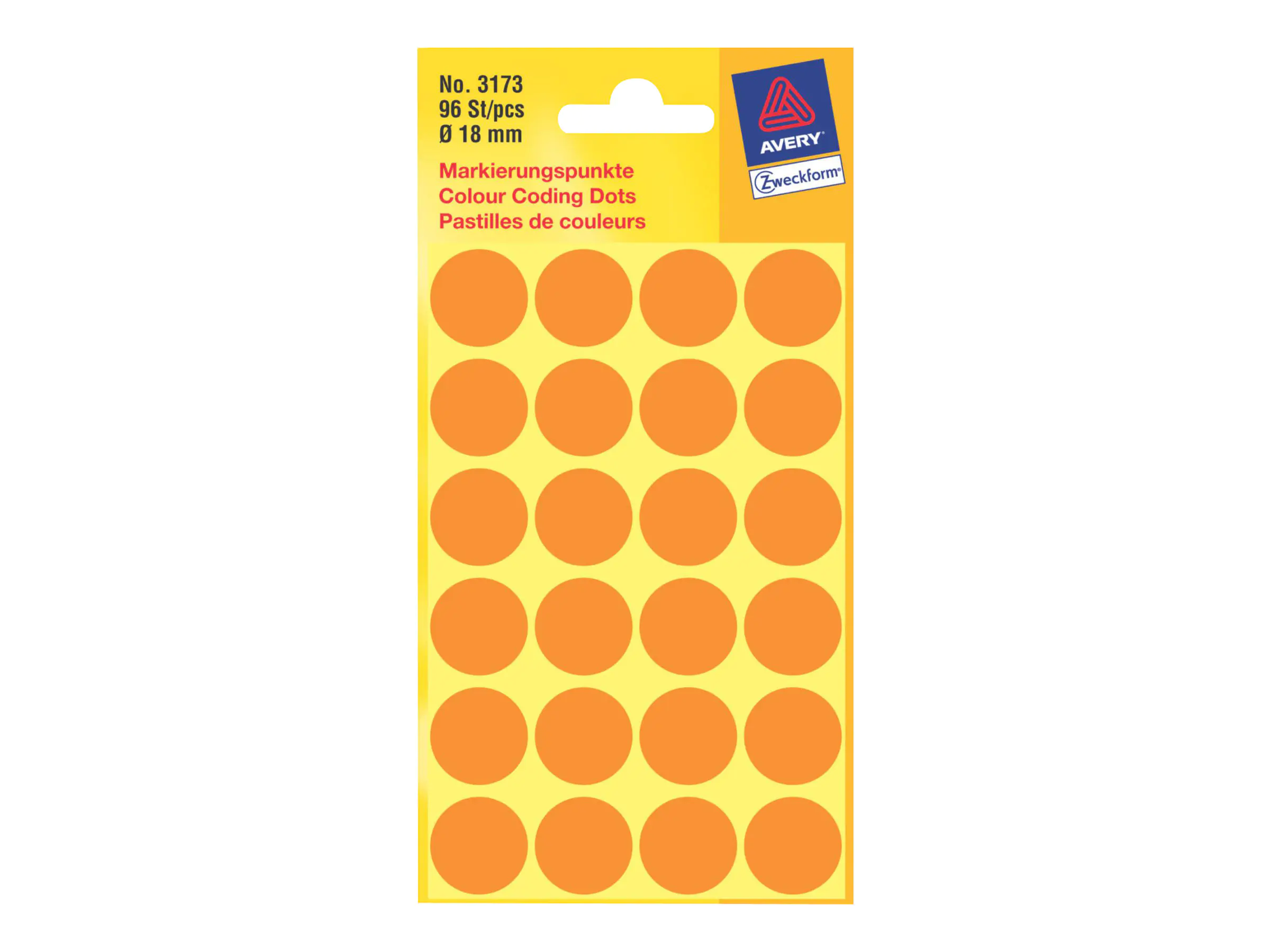 Avery Zweckform Markierungspunkt 3173 18mm leuchtorange 96 St./Pack.