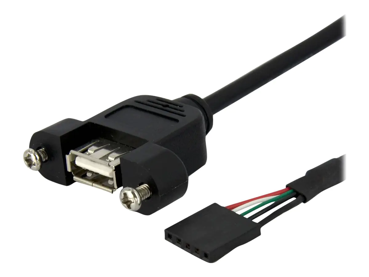 StarTech 30cm USB 2.0 Blendenmontage Kabel - USA A auf 5 pin Mainboard Pfostenstecker Buchse - Bu/Bu - USB-Kabel intern auf extern - USB (W) zu 5-poliger USB 2.0-Header (W) - 30 cm - Daumenschrauben - Schwarz