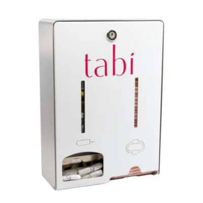 tabi Tampon- und Bindenspender 21,3 x 30,2 x 9,3 cm (B x H x T) 40 Binden, 160 Tampons Edelstahl weiß tabi Tampon- und Bindenspender 21,3 x 30,2 x 9,3 cm (B x H x T) 40 Binden, 160 Tampons Edelstahl weiß