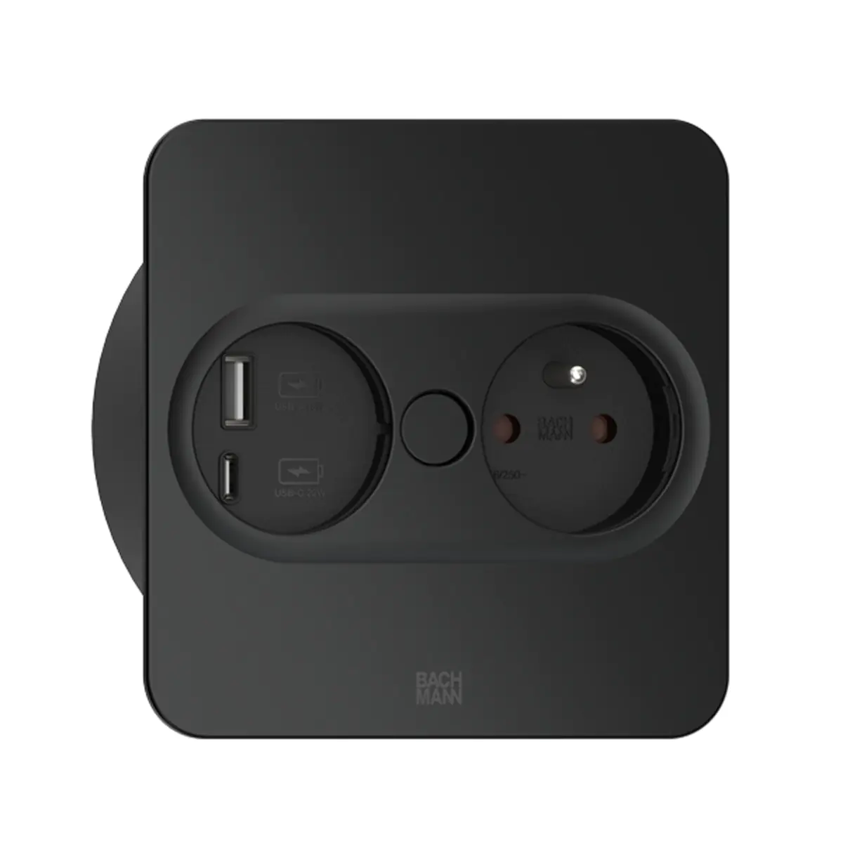 Bachmann 946.107, Type E + USB A + USB C, Desktop eingebettet, 4 cm, Edelstahl, Metall, Kunststoff, IP20