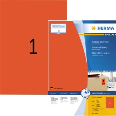 HERMA Etikett SPECIAL 4402 210x297mm rot 100 St./Pack. HERMA Etikett SPECIAL 4402 210x297mm rot 100 St./Pack.