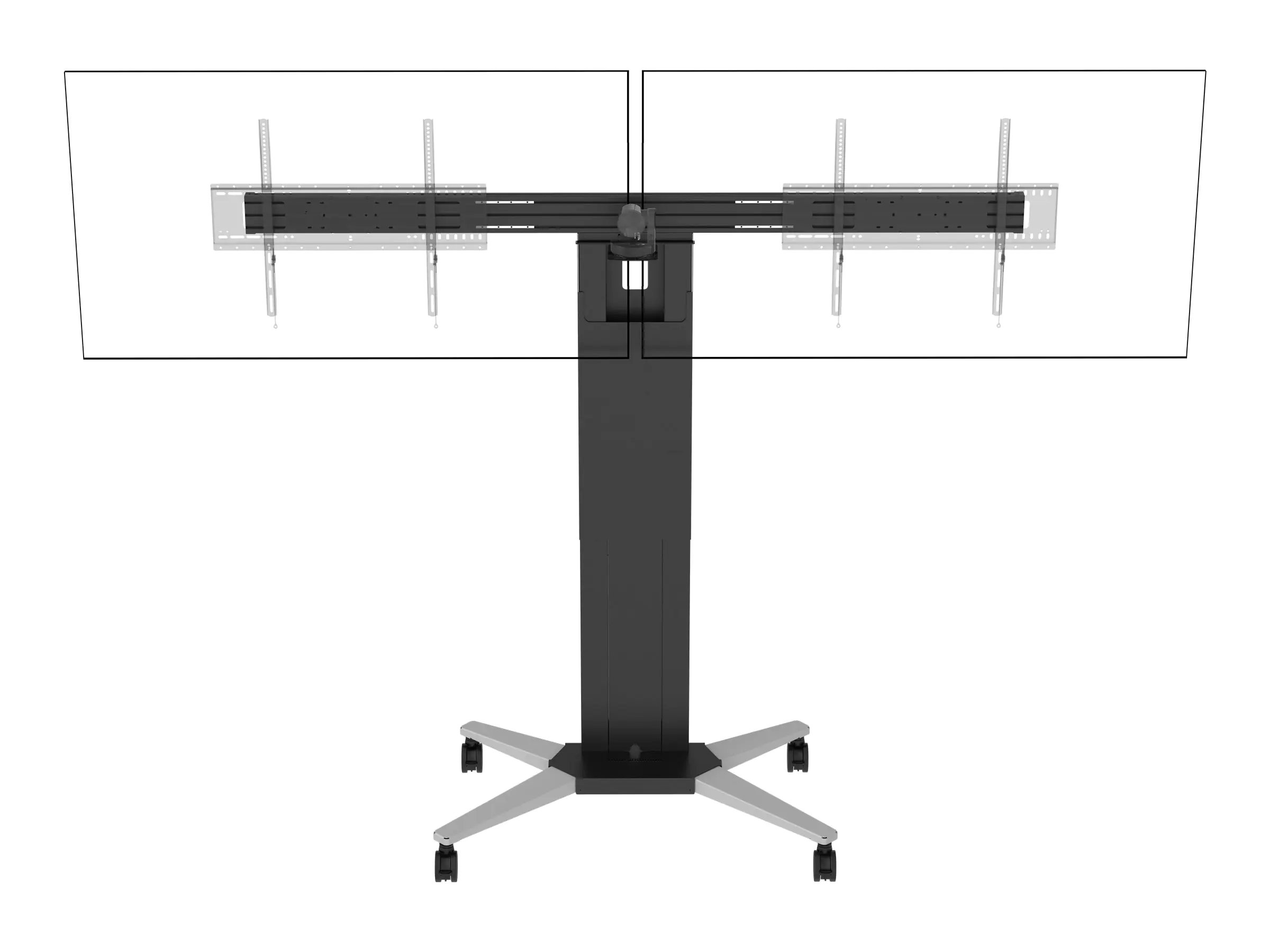 Vision VFM-F51T - Wagen - für 2 Flachbildschirme - motorisiert - Stahl, Aluminium - mattschwarz - Bildschirmgröße: 139.7-215.9 cm (55"-86") VFM-F51T/D