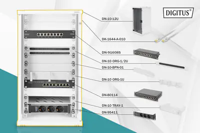 DIGITUS Netzwerk-Set 254 mm (10") - 12HE, 312 x 300 mm (B x T) DN-10-SET-3