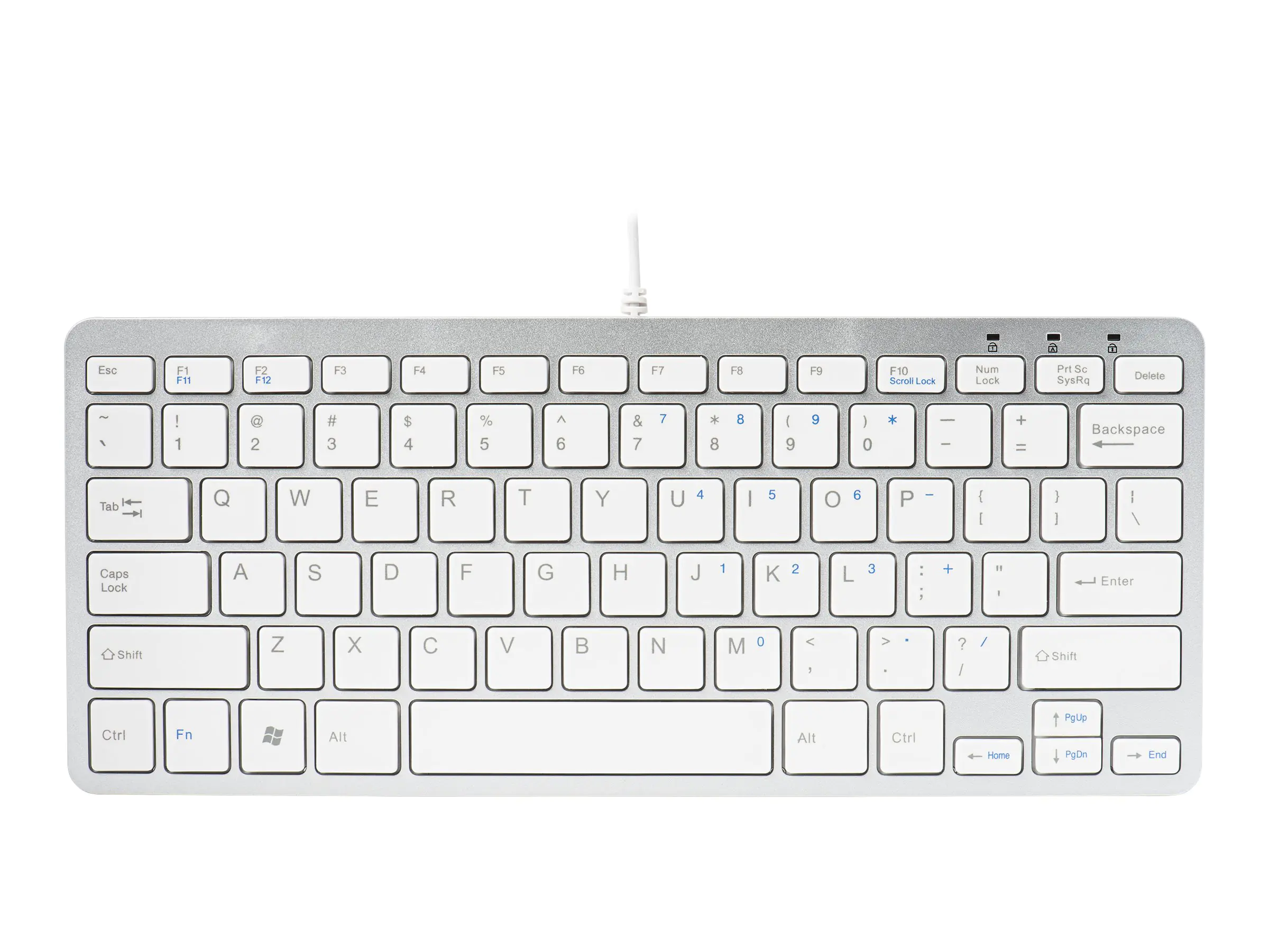 R-Go Compact Tastatur, QWERTY (US), weiß, drahtgebundenen - Tastatur - USB - QWERTY - Englisch - weiß, Silber