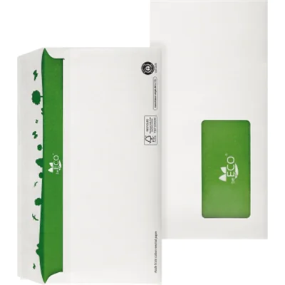 beECO® Briefumschlag DIN lang 220 x 110 mm (B x H) mit Fenster 80g/m² mit Haftklebung Papier weiß 500 St./Pack. beECO® Briefumschlag DIN lang 220 x 110 mm (B x H) mit Fenster 80g/m² mit Haftklebung Papier weiß 500 St./Pack.